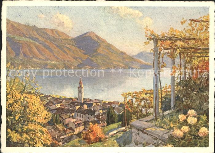 11642539 Ascona TI Panorama Lago Maggiore Kuenstlerkarte