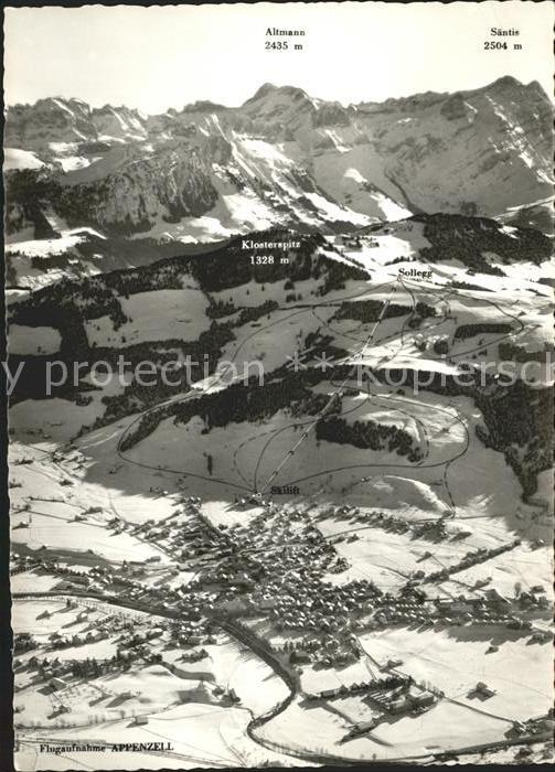 11637920 Appenzell IR mit Skilift Sollegg Fliegeraufnahme Alpenpanorama