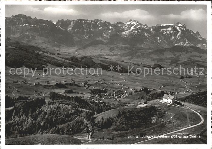 11638012 Gaebris Panorama mit Saentis Appenzeller Alpen Fliegeraufnahme