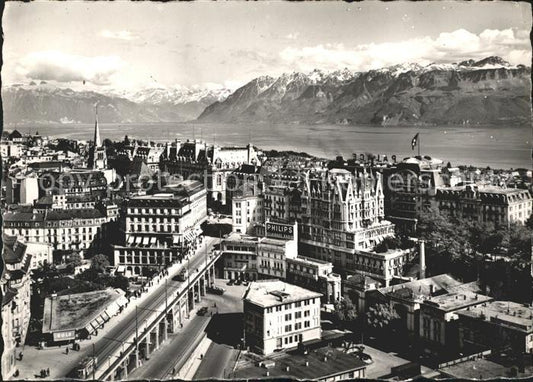 11644297 Lausanne VD Vue generale et le Bouveret Lac Leman et les Alpes