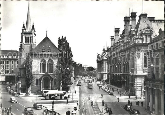 11644330 Lausanne VD Eglise St. Francois et la poste tram