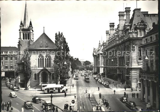 11644342 Lausanne VD Eglise St. Francois et la Poste tram