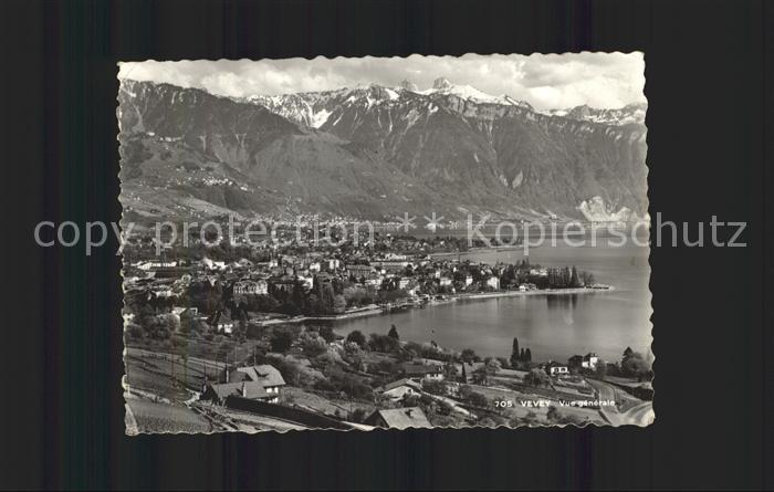 11644404 Vevey VD Vue generale Lac Leman et les Alpes