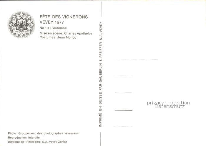 11644422 Vevey VD Fete des Vignerons 1977 Lac Leman