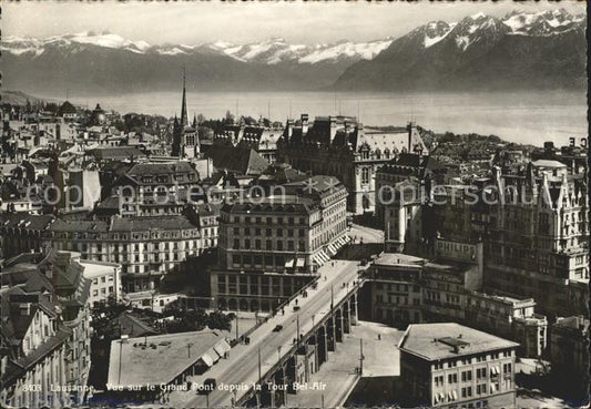 11644460 Lausanne VD Grand Pont vu depuis la Tour Bel Air Lac Leman et les Alpes