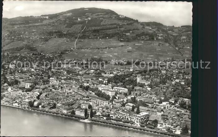 11644809 Vevey VD Vue aerienne Lac Leman et le Mont Pelerin