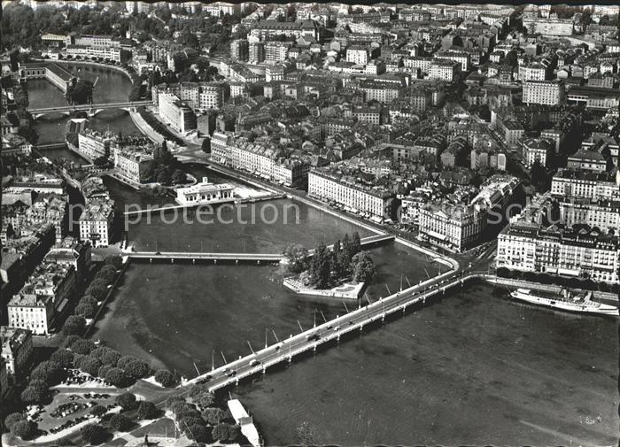 11646645 Geneve GE Ile Rousseau et les ponts Vue aerienne