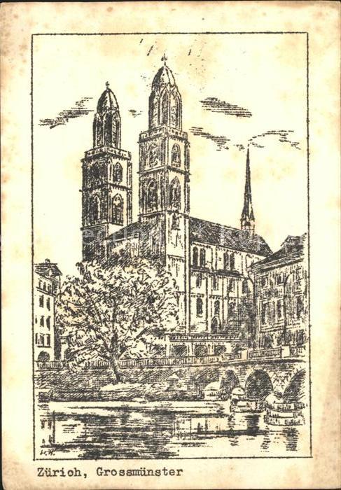 11640861 Zuerich Grossmuenster Kuenstlerkarte