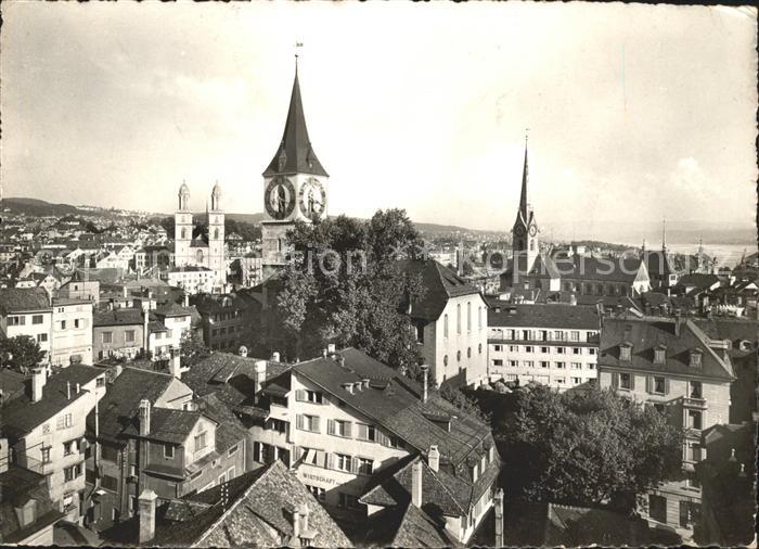 11640865 Zuerich Blick ueber die Stadt Kirchturm Muenster