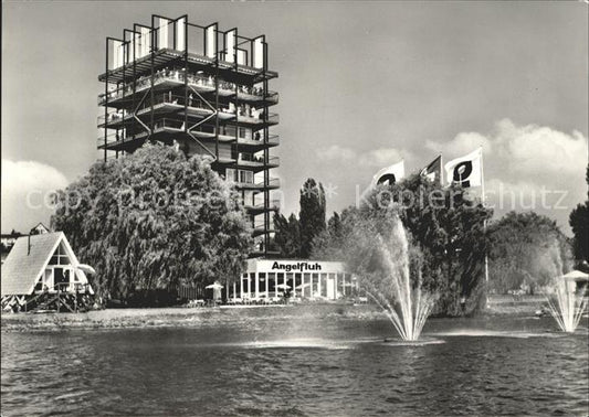 11640868 Zuerich Saffa Wohnturm Restaurant Angelfluh Wasserspiele