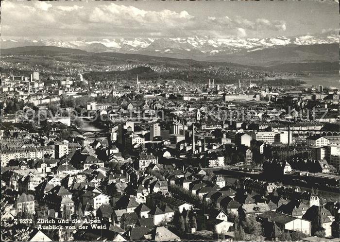 11640950 Zuerich Stadtbild mit Alpenpanorama Ausblick von der Waid