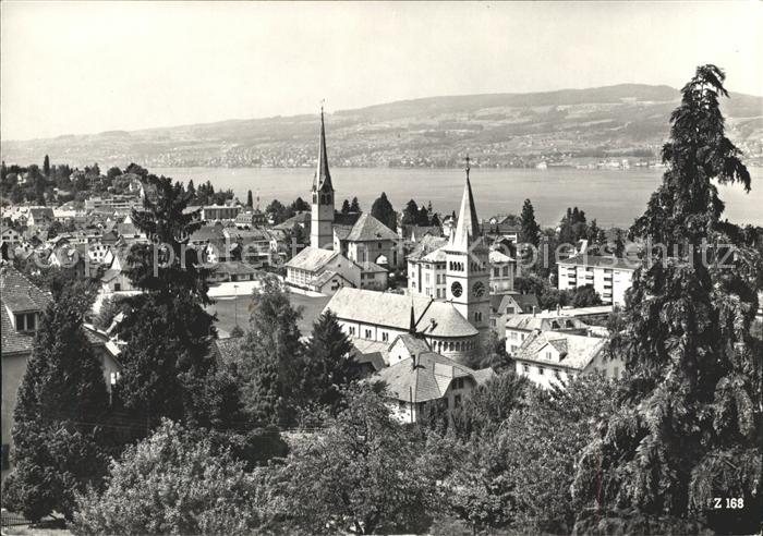 11640966 Waedenswil Ortsansicht mit Kirche Zuerichsee