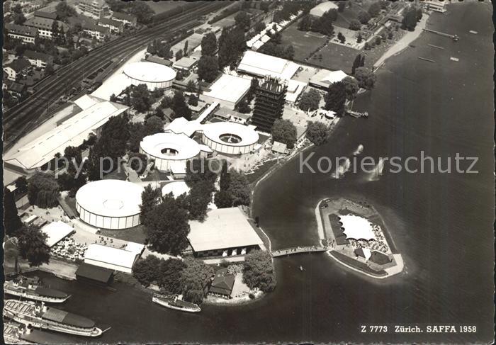 11641394 Zuerich SAFFA 1958 Ausstellungsgelaende am Zuerichsee Fliegeraufnahme