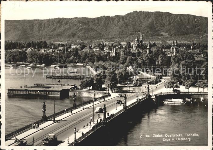 11650099 Zuerich Quaibruecke Tonhalle Enge und Uetliberg