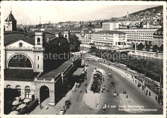 11649385 Zuerich Bahnhofsplatz Autos Strassenbahn