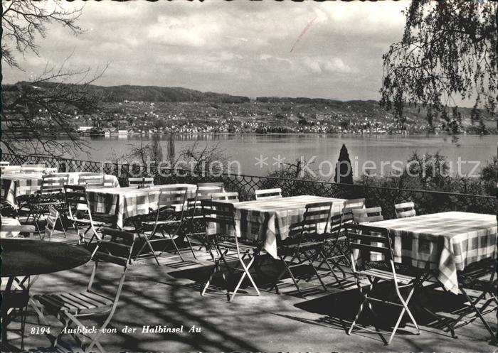 11649397 Zuerichsee ZH Fliegeraufnahme Gasthaus Halbinsel Au Gartenterrasse