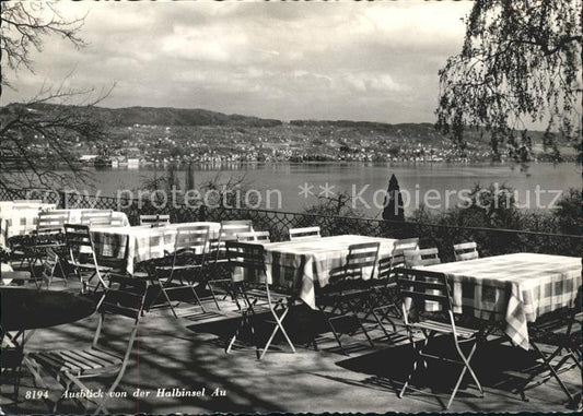 11649398 Zuerichsee ZH Fliegeraufnahme Gasthaus Halbinsel Au Gartenterrasse