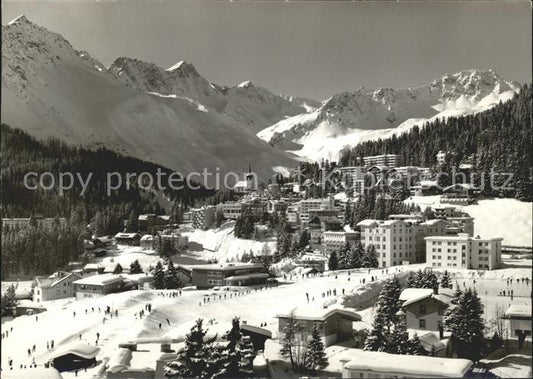 11649554 Arosa GR Obersee mit Dorf Ski