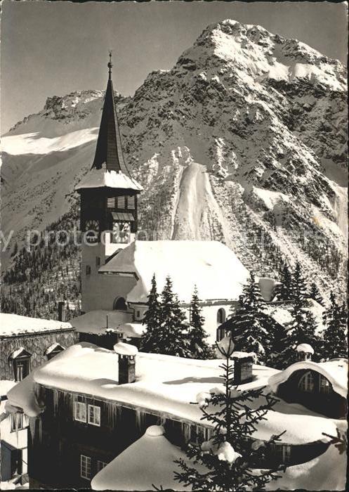 11649562 Arosa GR Dorfkirche verschneit