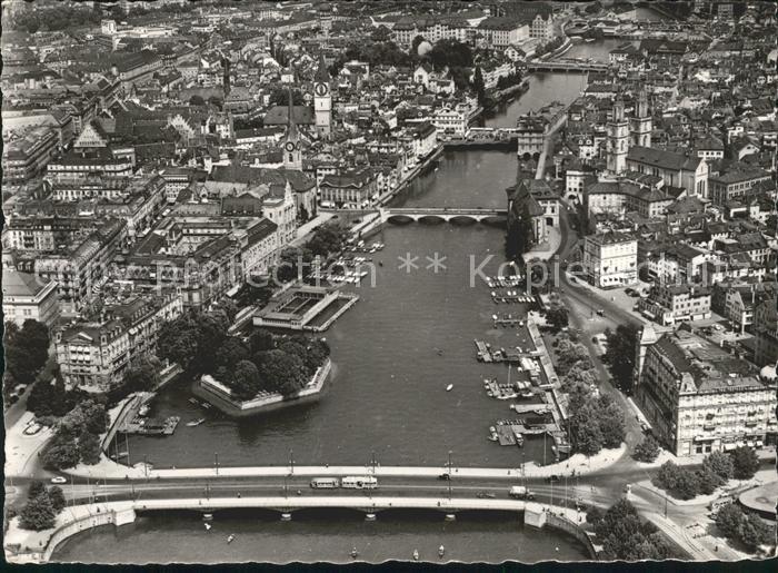 11649608 Zuerich Quaibr?cke Limmat Fliegeraufnahme