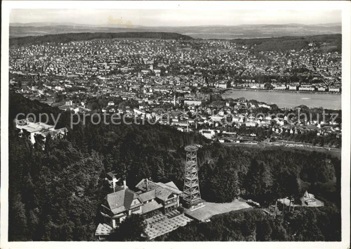 11649615 Zuerich Fliegeraufnahme Gross-Restaurant Uto-Kulm Turm See