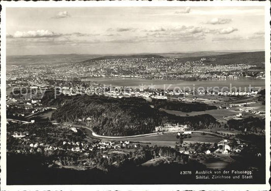 11649629 Zuerichsee ZH Ausblick von Felsenegg auf Sihltal und Stadt