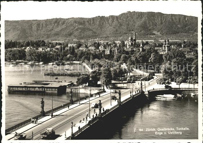 11649655 Zuerich ZH Qualbruecke Tonhalle Enge und Uetliberg Autos