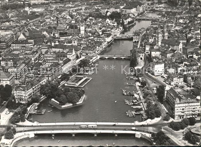 11657577 Zuerich Fliegeraufnahme Quaibruecke Limmat