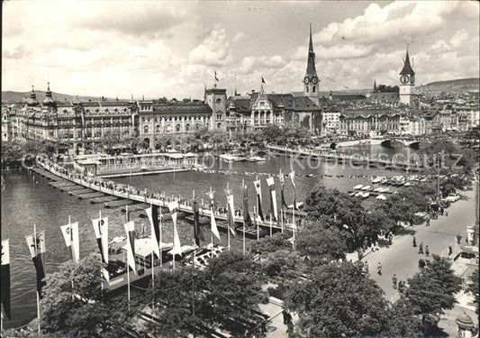 11657621 Zuerich Jubilaeumsfeier 1951 Bruecken Fahnen