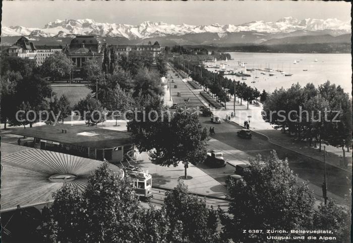 11657623 Zuerich Bellevueplatz Utoquai und Alpen Strassenbahn