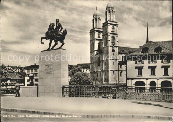 11657668 Zuerich Hans Waldmann-Denkmal mit Grossmuenster