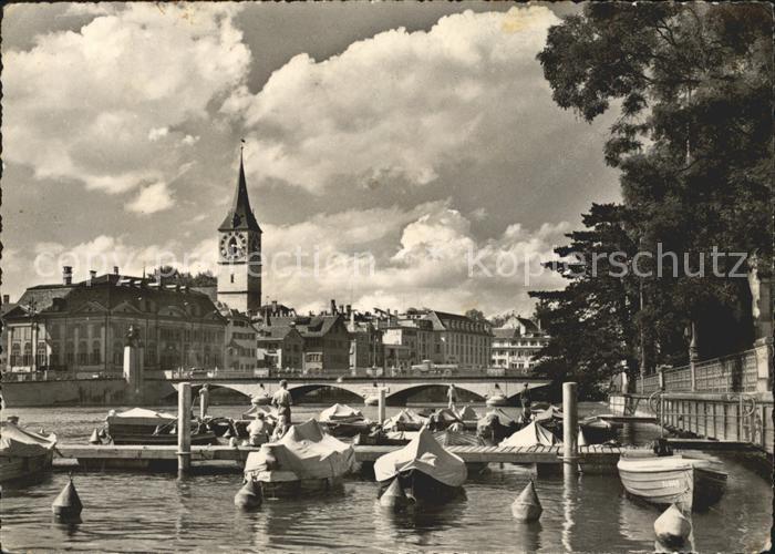 11657670 Zuerich Limmat mit Peterskirche Boote