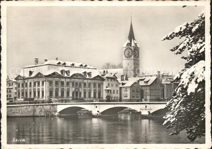 11657675 Zuerich Bruecke Stadtpartie im Schnee