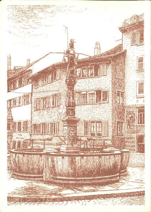 11657697 Zuerich Brunnen Kuenstlerkarte Stuessihofstatt