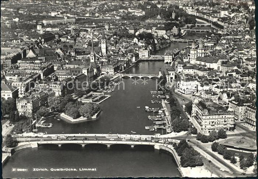 11657770 Zuerich Fliegeraufnahme Quaibruecke Limmat