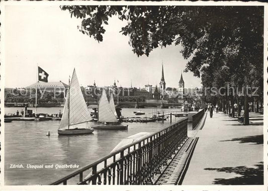 11657776 Zuerich Utoquai und Quaibruecke Segelboote