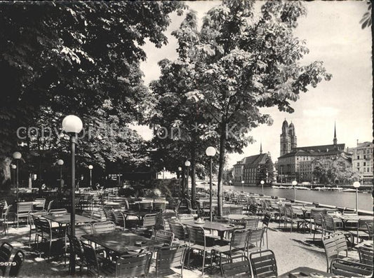 11657915 Zuerich Insel-Restaurant Gartenterrasse Bauschaenzli