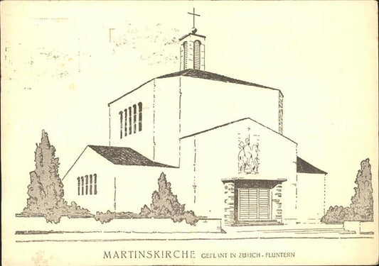 11658061 Fluntern Zuerich Martinskirche Zeichnung