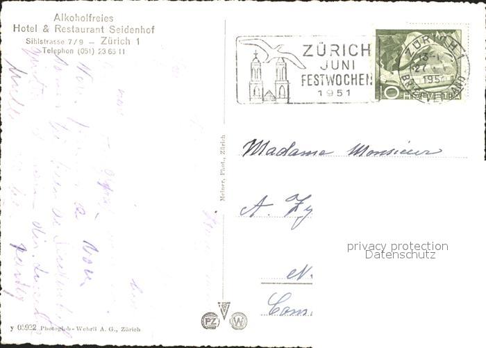 11658220 Zuerich Alkoholfreies Hotel und Restaurant Seidenhof Sihlstrasse 7/9