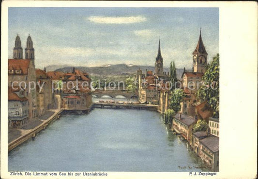 11666308 Zuerich Die Limmat vom See bis zur Uraniabruecke