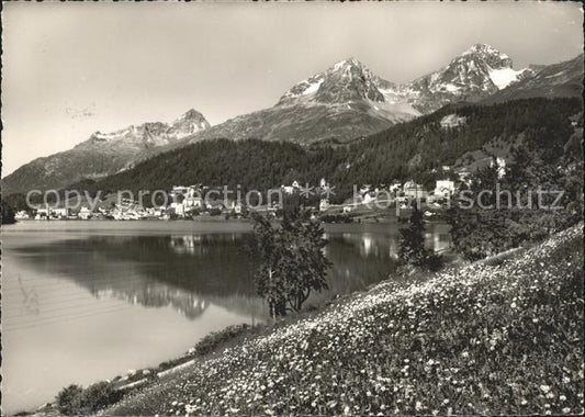 11655401 St Moritz GR Au bord du Lac de St Moritz avec Piz Julier et Albana