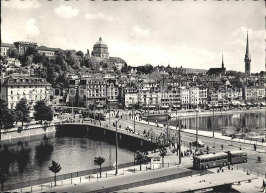 11655521 Zuerich Bahnhofbuecke mit Limmatquai