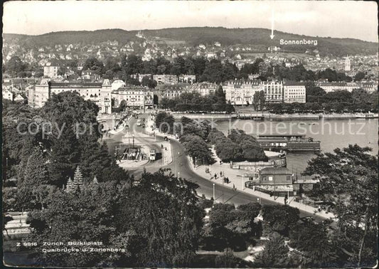 11655537 Zuerich Buerkliplatz Quaibruecke und Zuerichberg