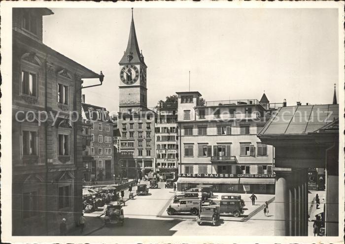 11655681 Zuerich Gemuesebruecke und Weinplatz mit St Peter Kirche