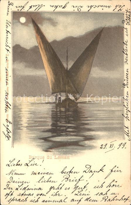 11651524 Montreux VD Barque du Lac Leman et les Alpes Clair de Lune