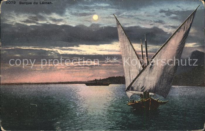 11651642 Lausanne VD Barque du Lac Leman au claire de lune