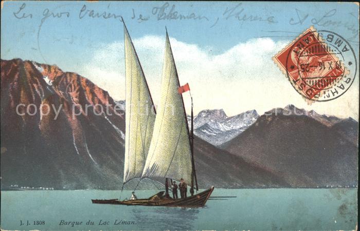 11651643 Montreux VD Barque du Lac Leman Bahnpost Stempel auf AK