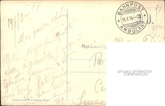 11651643 Montreux VD Barque du Lac Leman Bahnpost Stempel auf AK