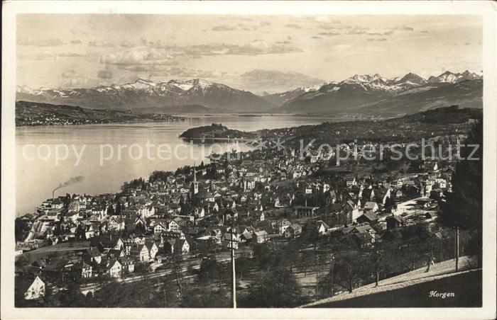 11651987 Horgen ZH Gesamtansicht Zuerichsee Alpenpanorama