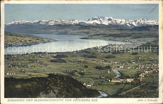 11651993 Uetliberg Zuerich Panorama Zuerichsee und Glaernischgruppe